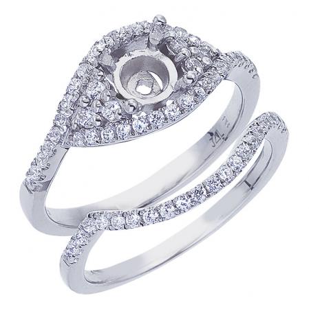 14K White Gold Qpid .62 Ct Semi Mount Bridal Ring Set