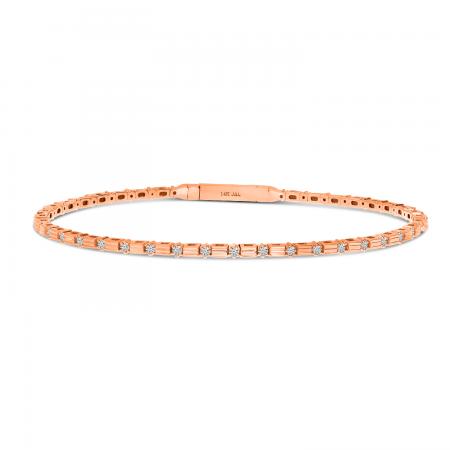 14K Rose Gold Diamond Bar Flexible Bracelet