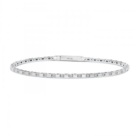 14K White Gold Diamond Bar Flexible Bracelet