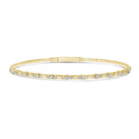 14K Yellow Gold Three Diamond Flexible Bracelet