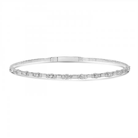 14K White Gold Three Diamond Flexible Bracelet