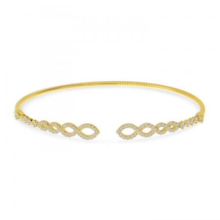 14K Yellow Gold Diamond Flex Infinity Bangle Bracelet