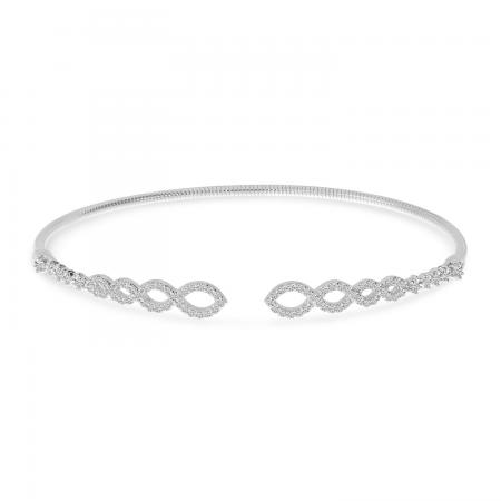 14K White Gold Diamond Flex Infinity Bangle Bracelet