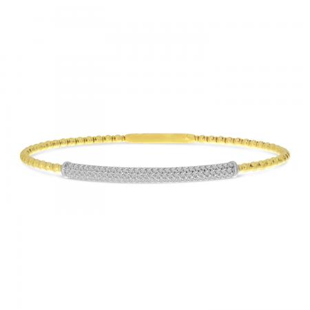 14K Two Tone Gold Diamond Pave Bar Flex Bracelet