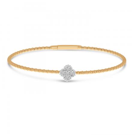 14K Rose Gold Two-Tone Clover Flexible Bracelet