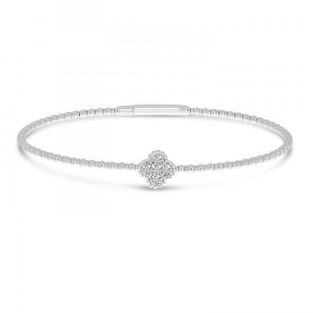 14K White Gold Clover Flexible Bracelet