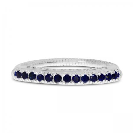 14K White Gold Sapphire Stretch Ring