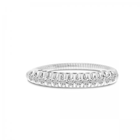 14K White Gold Pave Diamond Stretch Ring