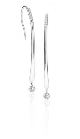 14K White Gold Long Single .37 Ct Diamond Dashing Diamond Earrings