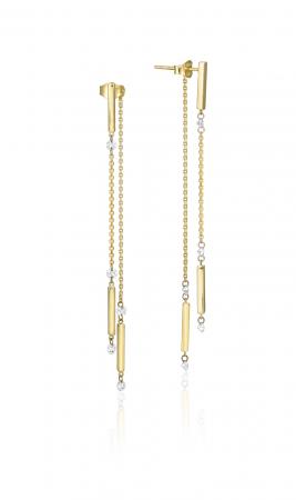 14K Yellow Gold Dashing Diamonds Pierced Diamond Dangle Threader Earrings