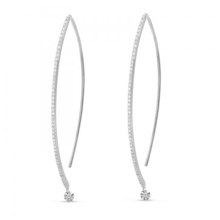 14K White Gold Dashing Diamond Linear Geometric Earrings