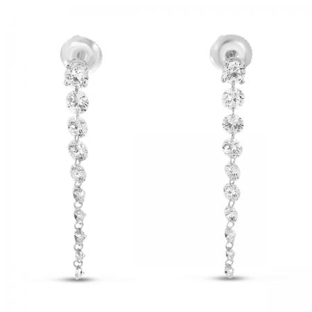 14K White Gold Dashing Diamond Stud with 10 Pierced Diamond Dangle Earrings