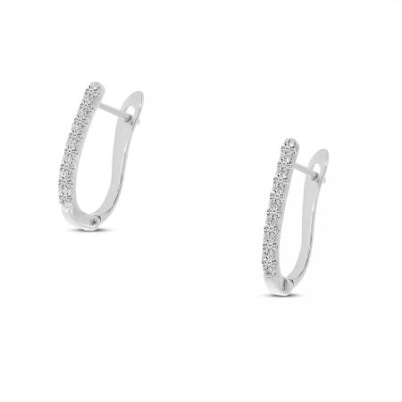 14K White Gold Diamond Hoop Earrings