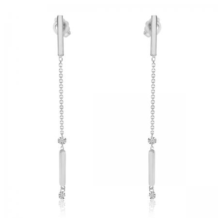 14K White .20ct Pierced Diamond Dangle Earrings