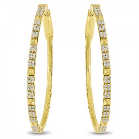 14K Yellow Gold Diamond Flexible Hoop Earrings