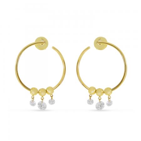 14K Yellow Gold Dashing Diamond Circle Hoop Earrings