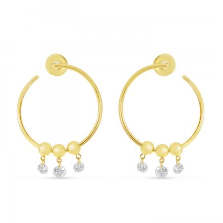 14K Yellow Gold Dashing Diamond Circle Hoop Earrings