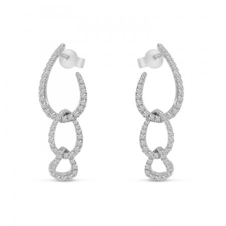 14K White Gold Diamond Chain Link Earrings