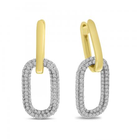 14k Yellow Gold Diamond and Gold Link Earrings