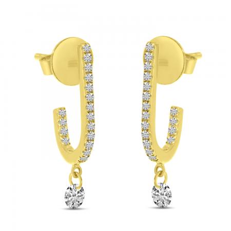 14K Yellow Gold Dashing Diamond Hook Earrings