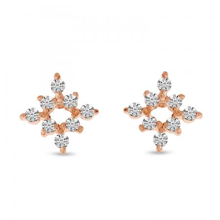 14K Rose Gold Diamond Mini Starburst Stud Earrings