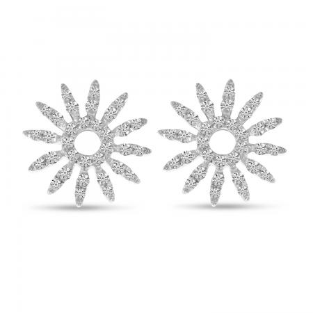 14K White Gold Diamond Burst Post Earrings