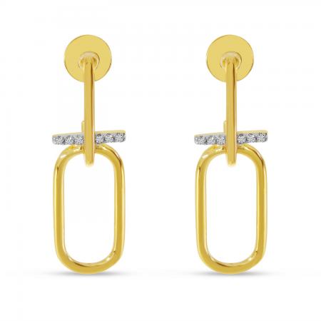 14K Yellow Gold Diamond wire Paperclip Earrings