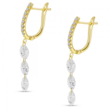 14K Yellow Gold Dashing Diamond Fancy Marquise Diamond Earrings