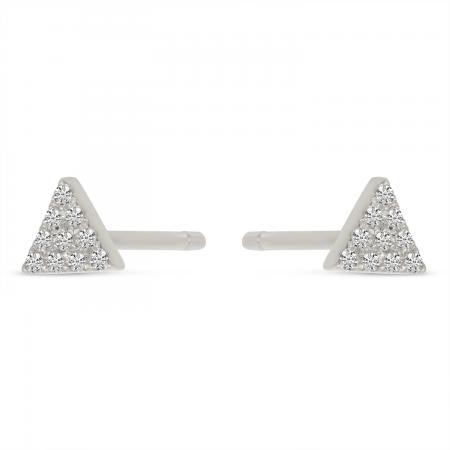 14K White Gold Diamond Petite Triangle Stud Earrings