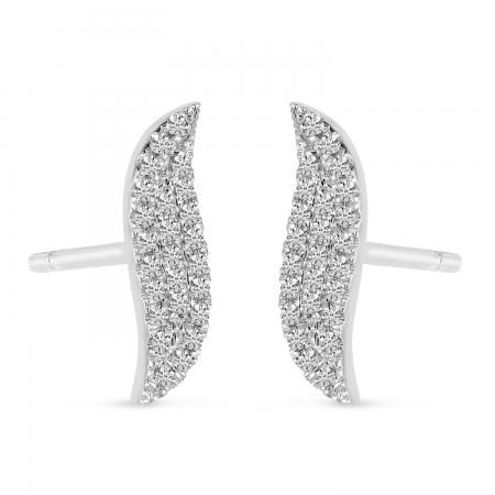 14K White Gold Diamond Pave Wave Stud Earrings