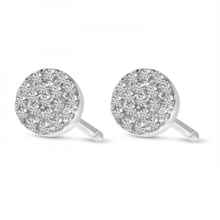 14K Yellow Gold Small Diamond Pave Disc Stud Earrings