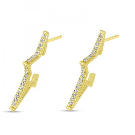 14K Yellow Gold Diamond Starburst Huggie Earrings