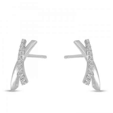 14K White Gold Brushed Gold X Earrings