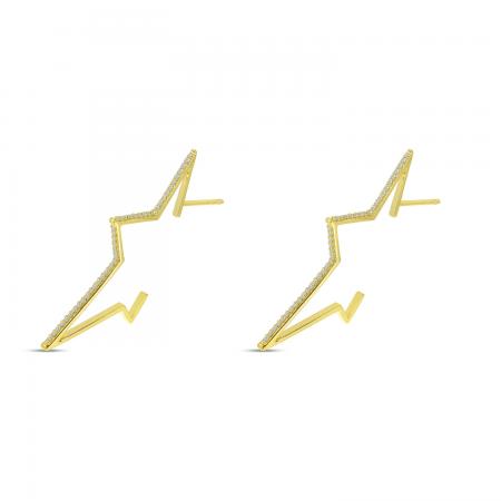 14K Yellow Gold Large Diamond Starburst Earrings