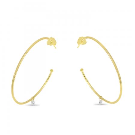 14K Yellow Gold Dashing Diamond Charm Hoop Earrings