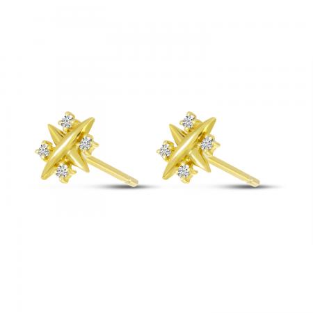 14K Yellow Gold Diamond X Post Earrings