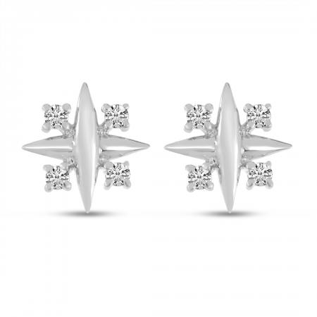 14K White Gold Diamond X Post Earrings