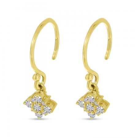 14K Yellow Gold J-Hook Diamond Dangle Earrings