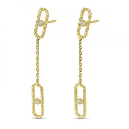 14K Yellow Gold Diamond Twist Paperclip Chain Earrings