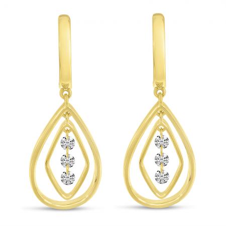 14K Yellow Gold Dashing Diamonds Chandelier Drop Earrings