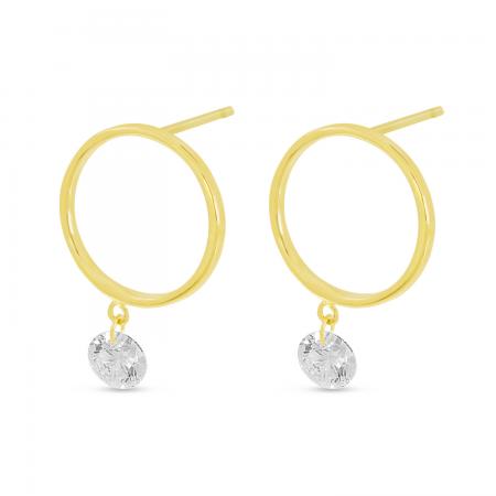 14K Yellow Gold Small Front Hoop .50 Ct Diamond Earrings