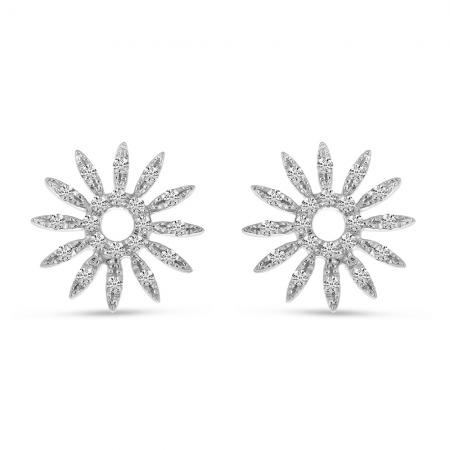 14K White Gold Diamond Sunburst Stud Earrings