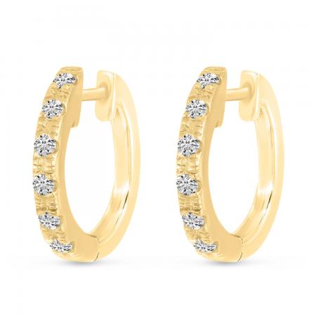 14K Yellow Gold & White Gold Diamond Reversible Huggie Earrings