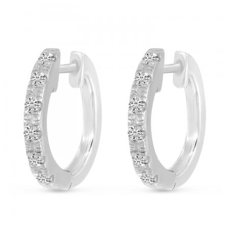 14K White Gold Diamond Huggie Earrings