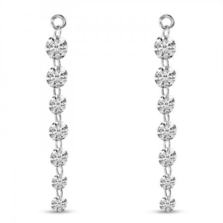 14K White Gold Graduated Dashing Diamond Earring Jacket