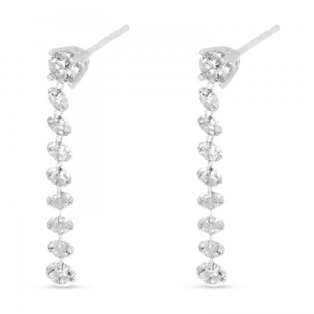 14K White Gold Dashing Diamond Stud with Drop Earrings