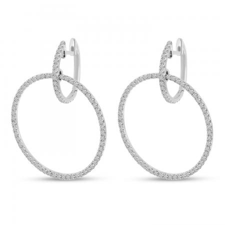 14K White Gold Diamond Interlocking Circles Earrings