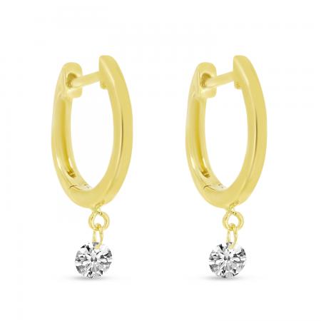 14K Yellow Gold Dashing Diamond Huggie Earrings