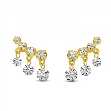 14K Yellow Gold Dashing Diamonds Post Earring Climbers