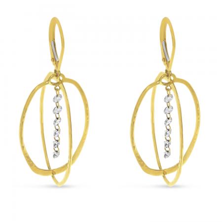 14K Yellow Gold Double Oval .60 ct Dashing Diamond 3D Earrings